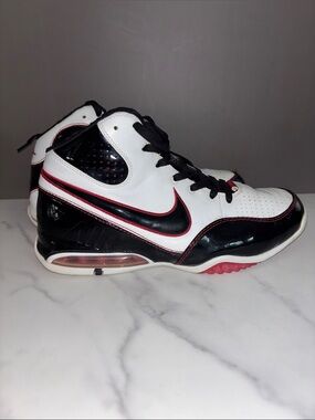 Nike White Black Red Mid-Top Basketball Sneakers